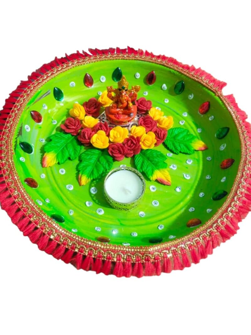 Handmade Decorative Pooja Thali, Aarti Thali - 6 inches