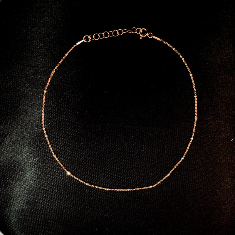 Tiny Link Double Anklet - Rose Gold