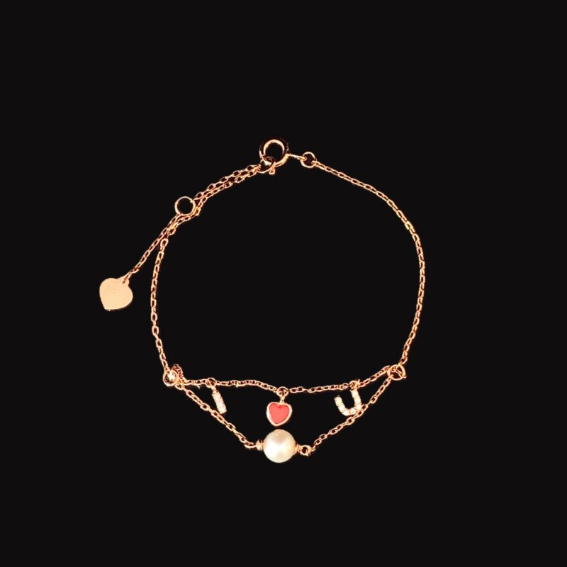 Double Layered I Love You Bracelet - Rose Gold