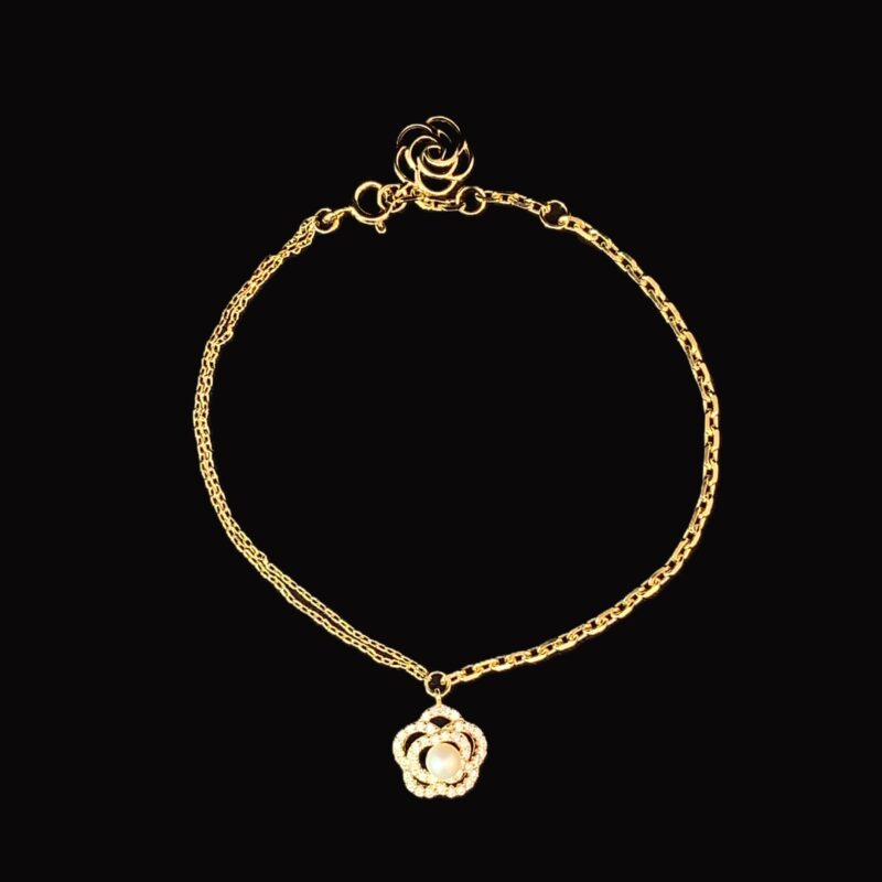 Zircon Rose Petal Bracelet - Gold