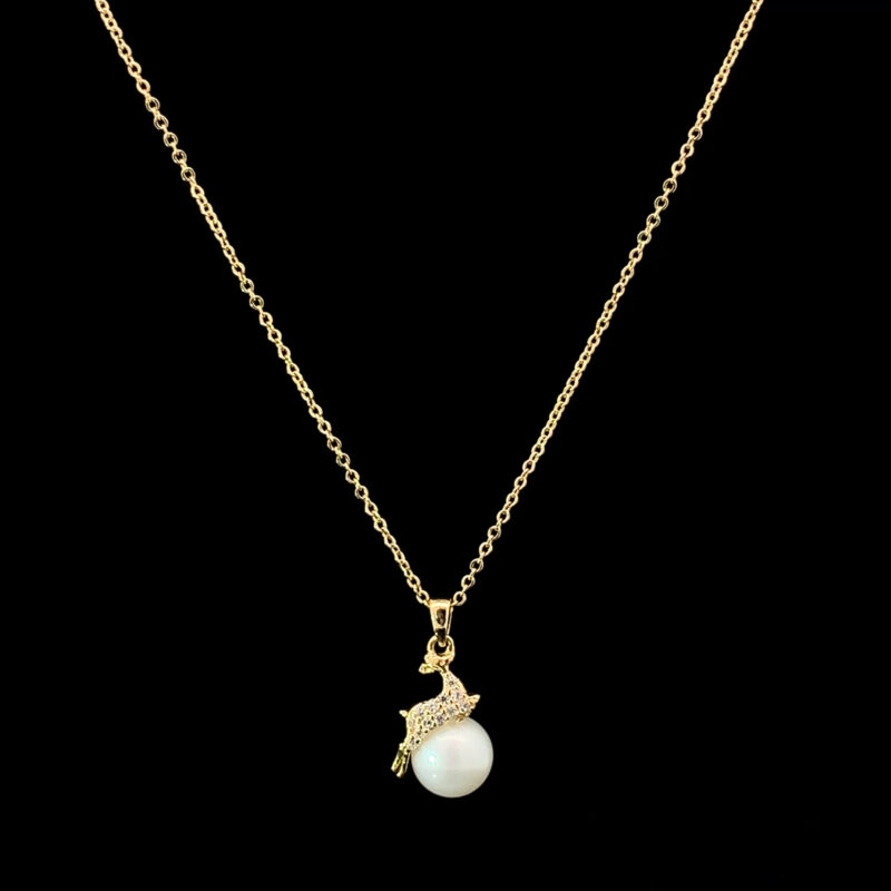 Stag Pearl Pendant Chain - Gold