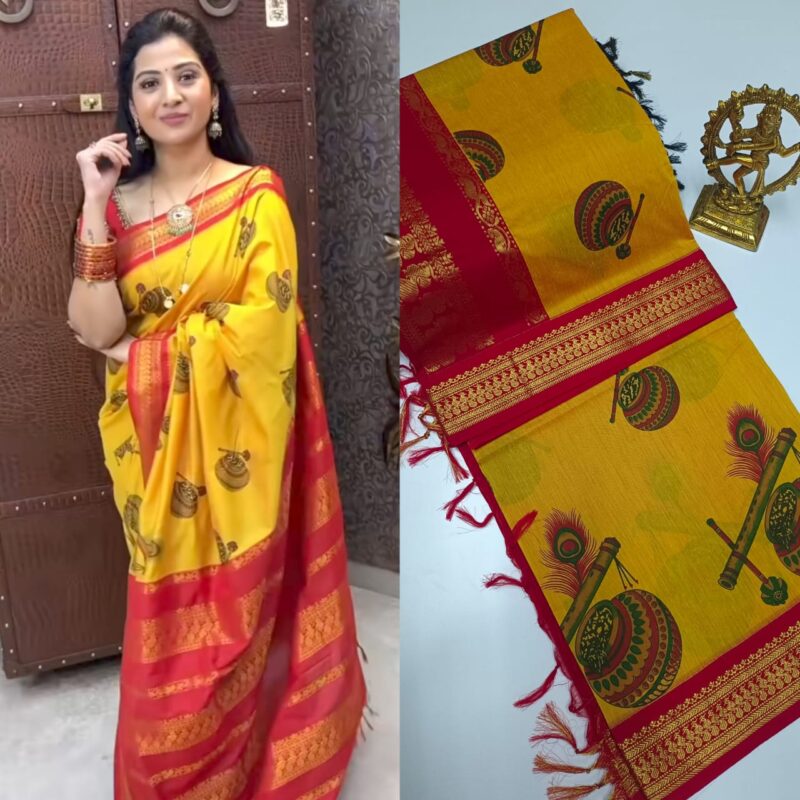 *Premium Quality kalamkari design & cotton saree* - Image 3