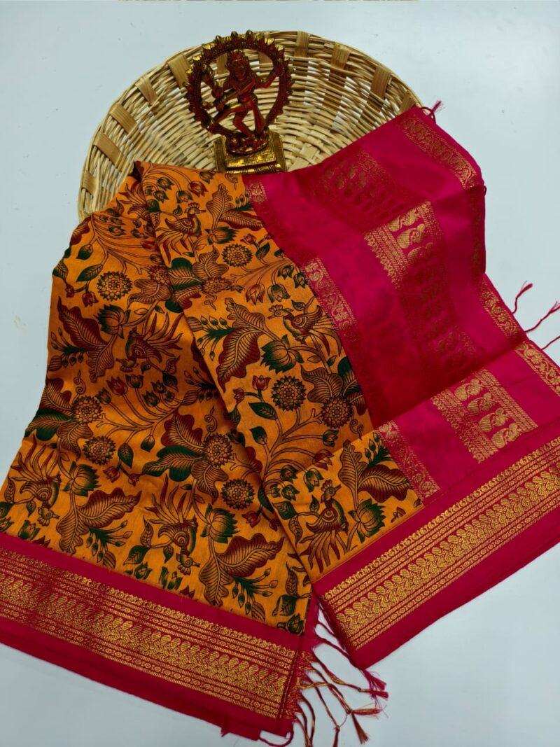 *Premium Quality kalamkari design & cotton saree* - Image 6