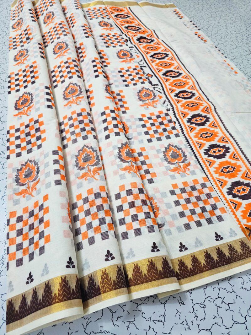 Printed work Kerala cotton sarees - Image 3