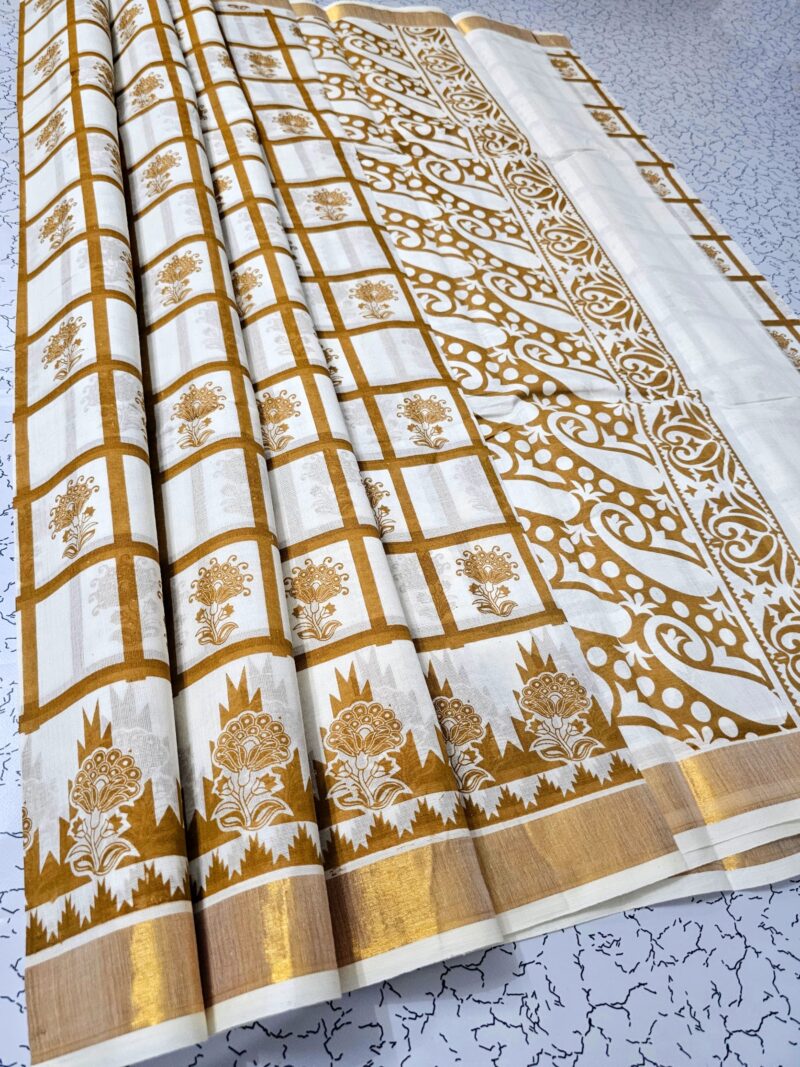 Printed work Kerala cotton sarees