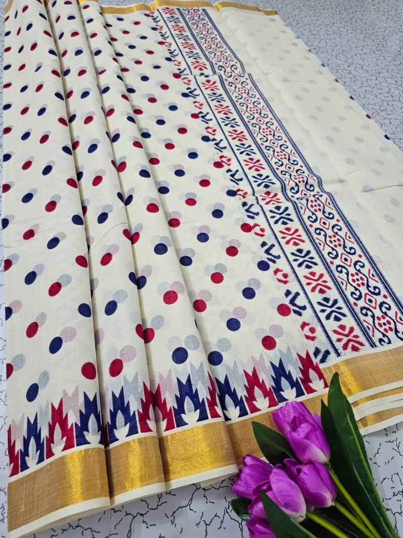 Printed work Kerala cotton sarees - Image 9