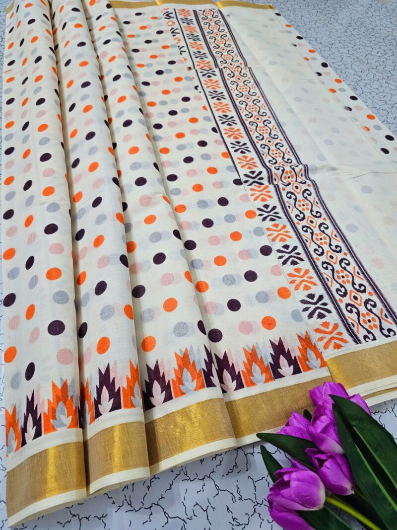 Printed work Kerala cotton sarees - Image 11