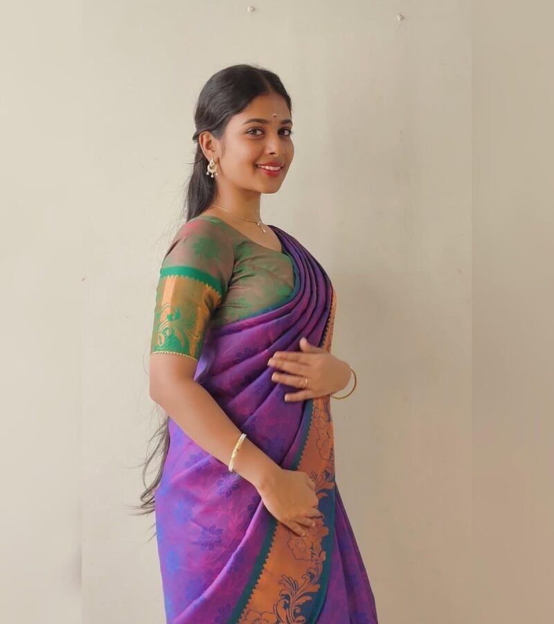 3D embossed silk saree - Image 14